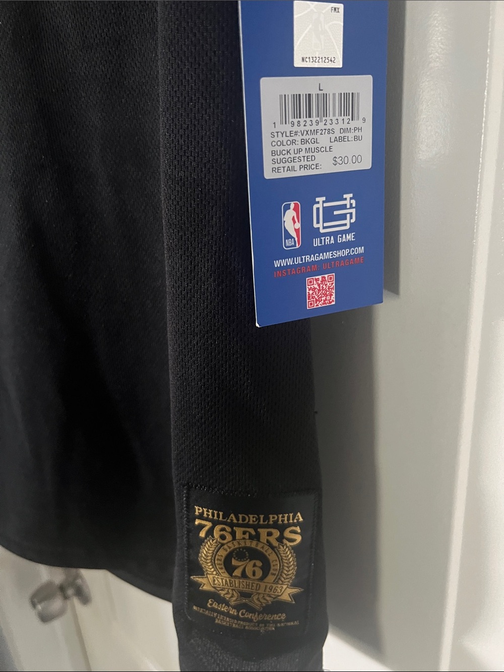 NBA Philadelphia 76ers Black and Gold Sleeveless Basketball Jersey - Picture 2 of 2